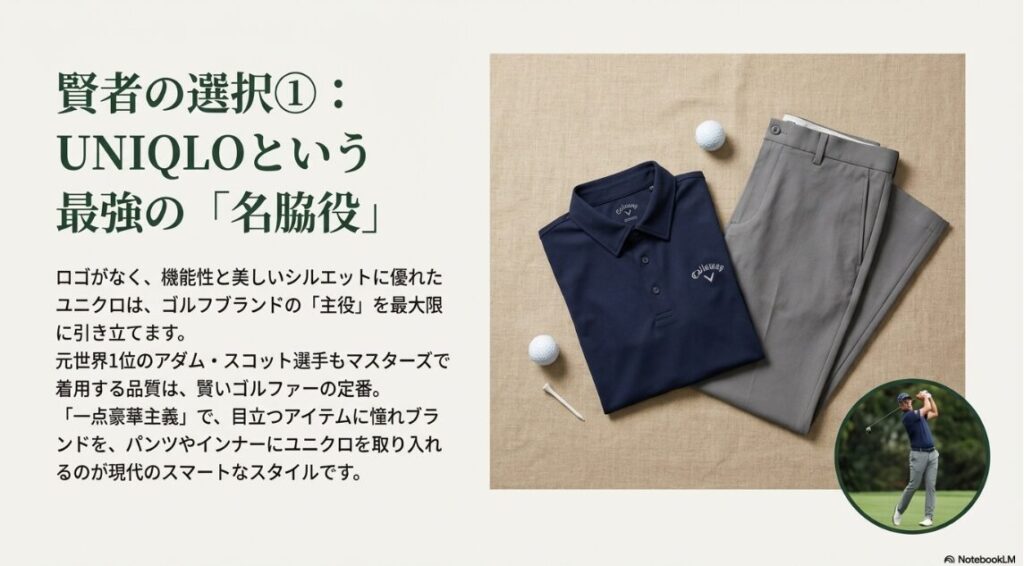 ゴルフウェアメーカーランキング上位とユニクロの併用