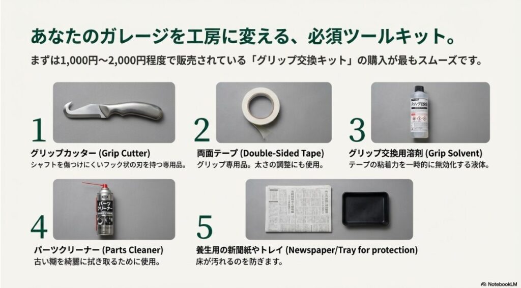 自分でグリップ交換するための必須道具セット