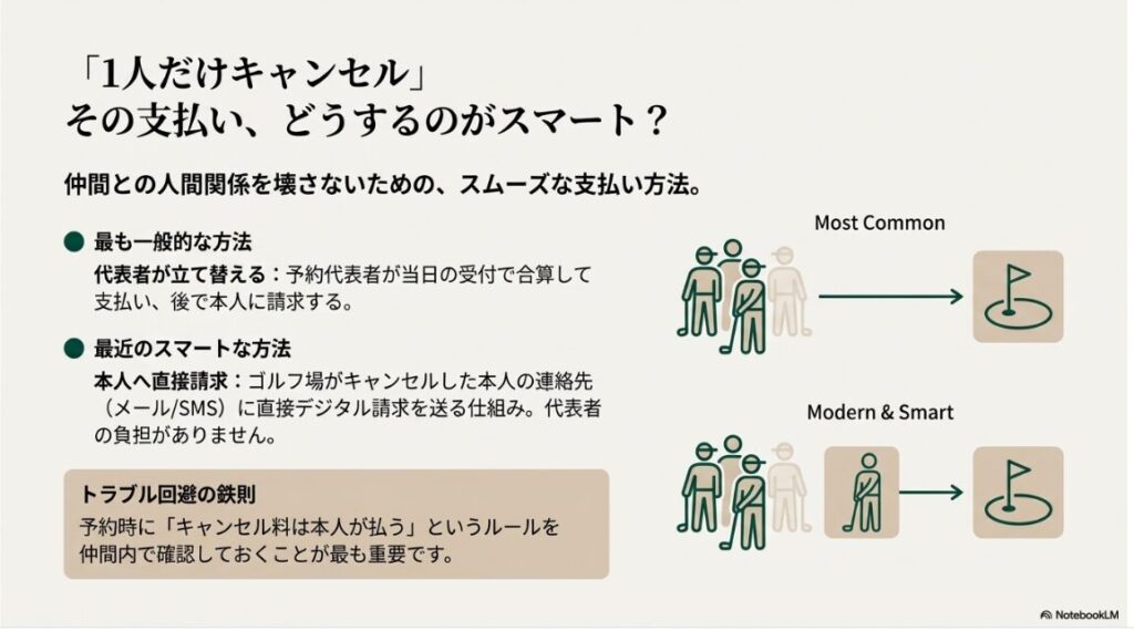 キャンセル料が1人分かかる際にどうやって払うか
