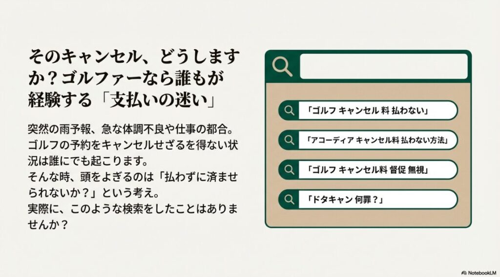 ゴルフのキャンセル料を払わないリスクの総括