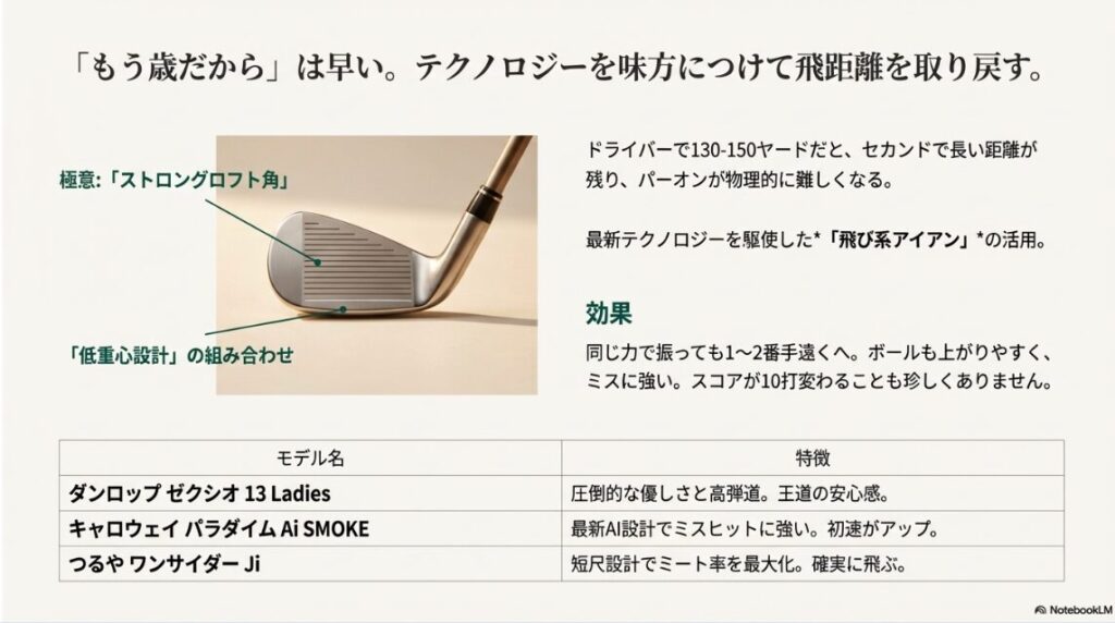 ストロングロフトと低重心設計を組み合わせた最新アイアンの飛距離アップ効果