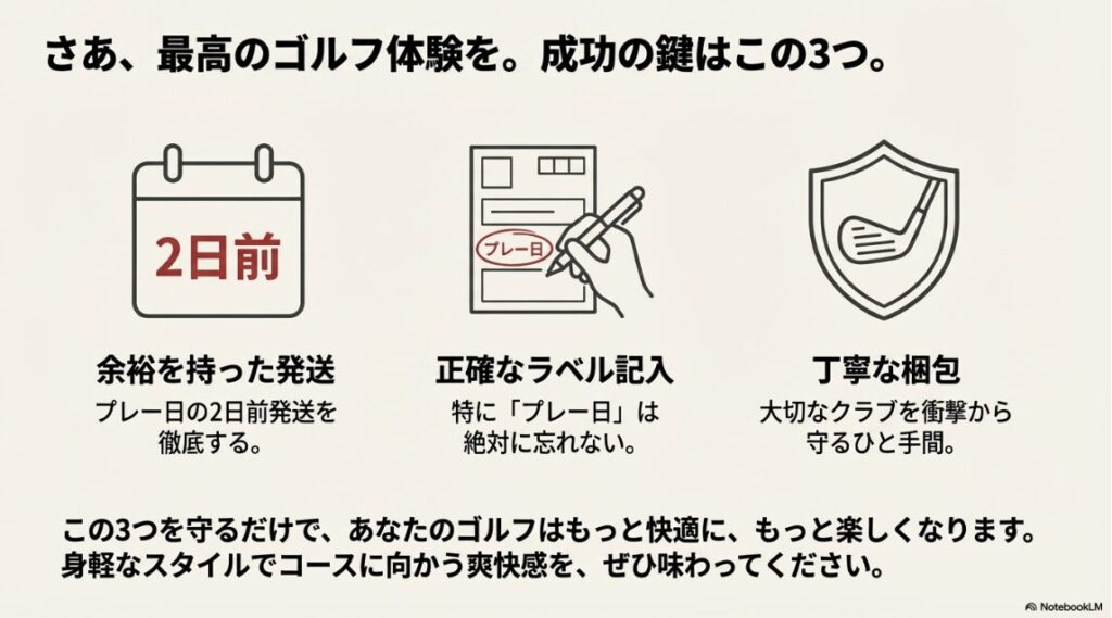 余裕を持った2日前発送、正確なラベル記入、丁寧な梱包の最終チェックポイント