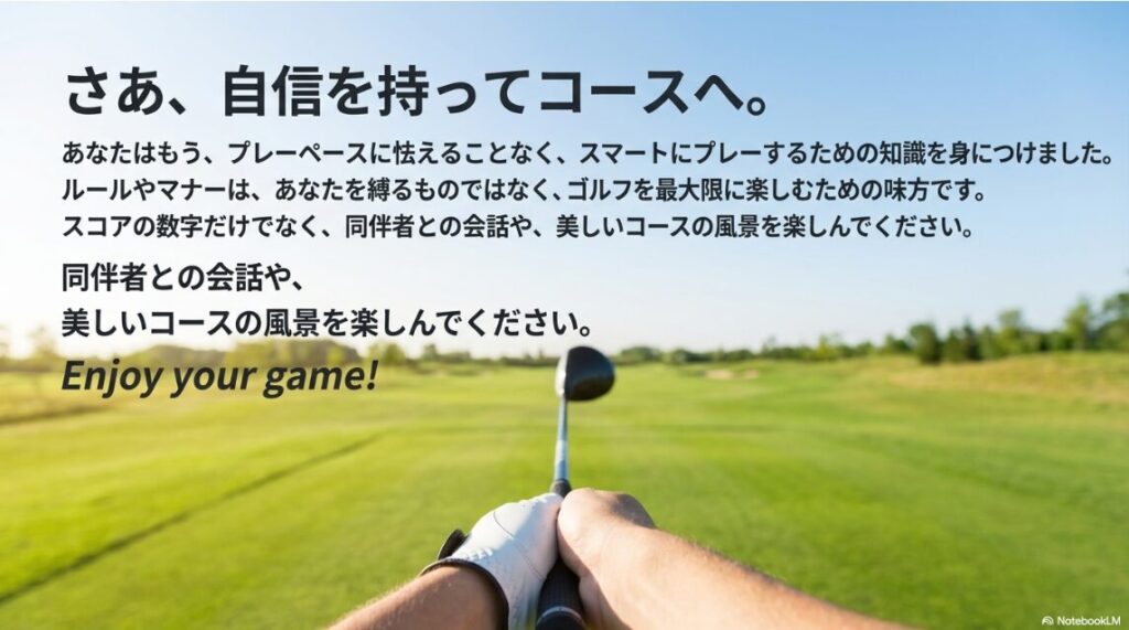 自信を持ってゴルフを楽しむゴルファーの爽やかなイメージ