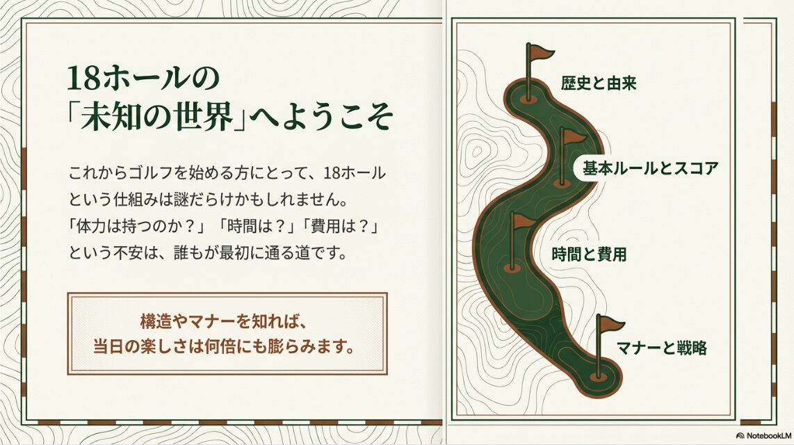 ゴルフ18ホールの仕組みに関する初心者向けの疑問と学習項目の全体像