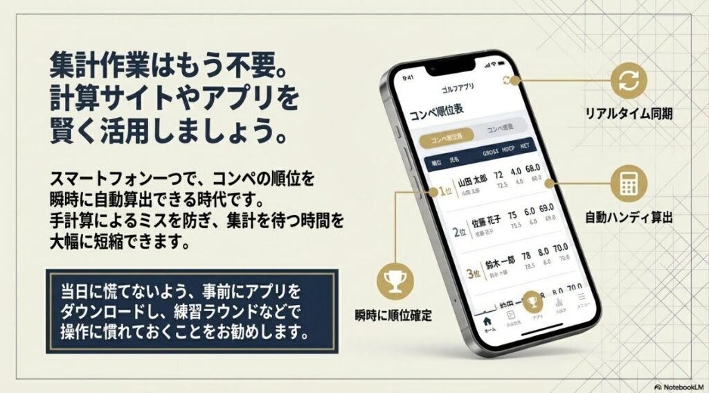 スマホアプリでリアルタイムにダブルペリアの順位を集計・表示する様子