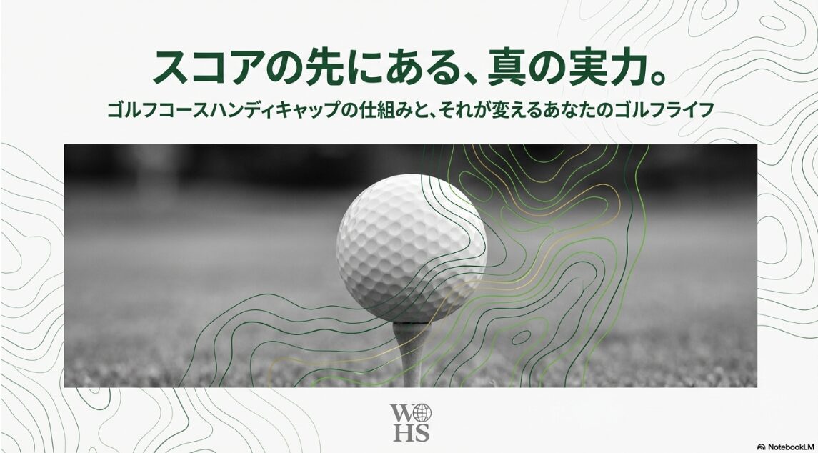 ゴルフボールのティーアップとコース地形をイメージしたハンディキャップのメインビジュアル