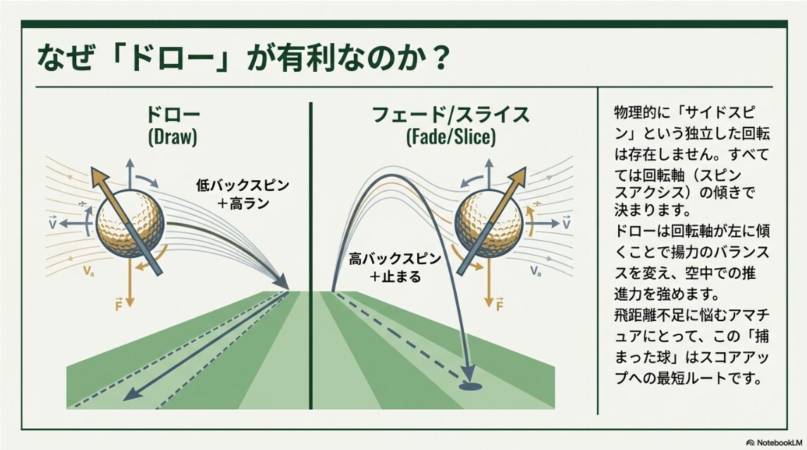 フェースの向きが打ち出し方向を決定する新飛球法則（Dプレーン）の図解