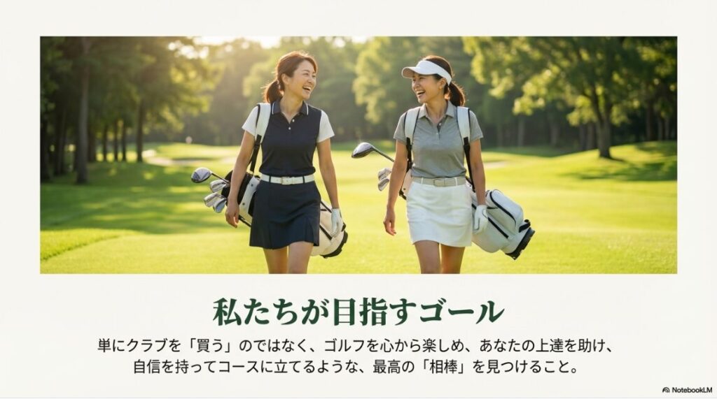 ゴルフコースで笑顔で歩く女性ゴルファーたち