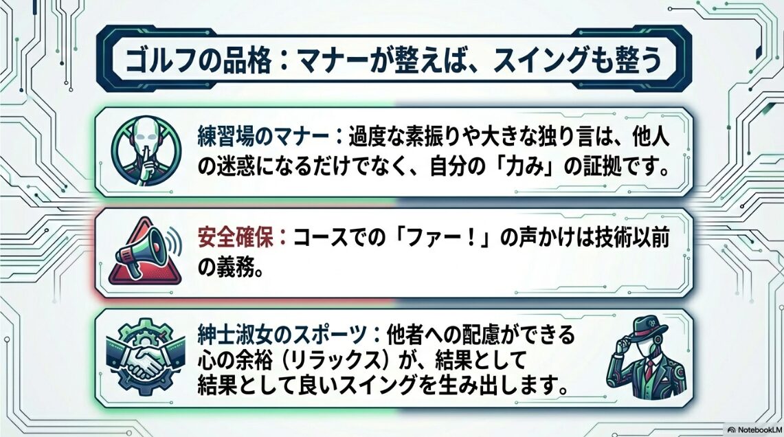 ゴルフ場でのマナーとエチケット、周囲への配慮