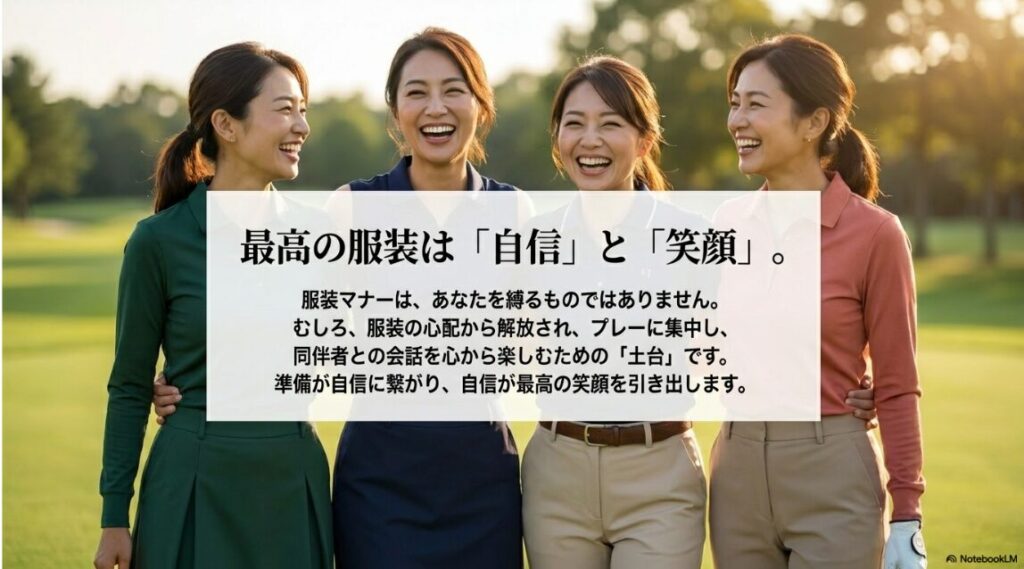 服装への自信が最高の笑顔とプレーを引き出すというメッセージ