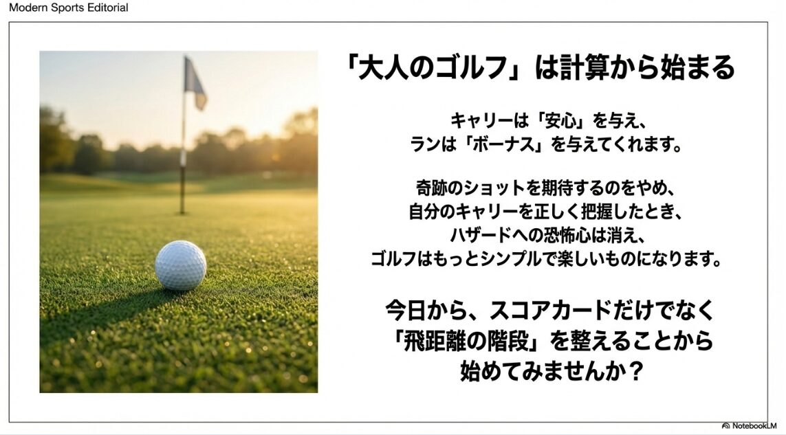 美しいゴルフコースのグリーンとピンそばに止まったボールの風景