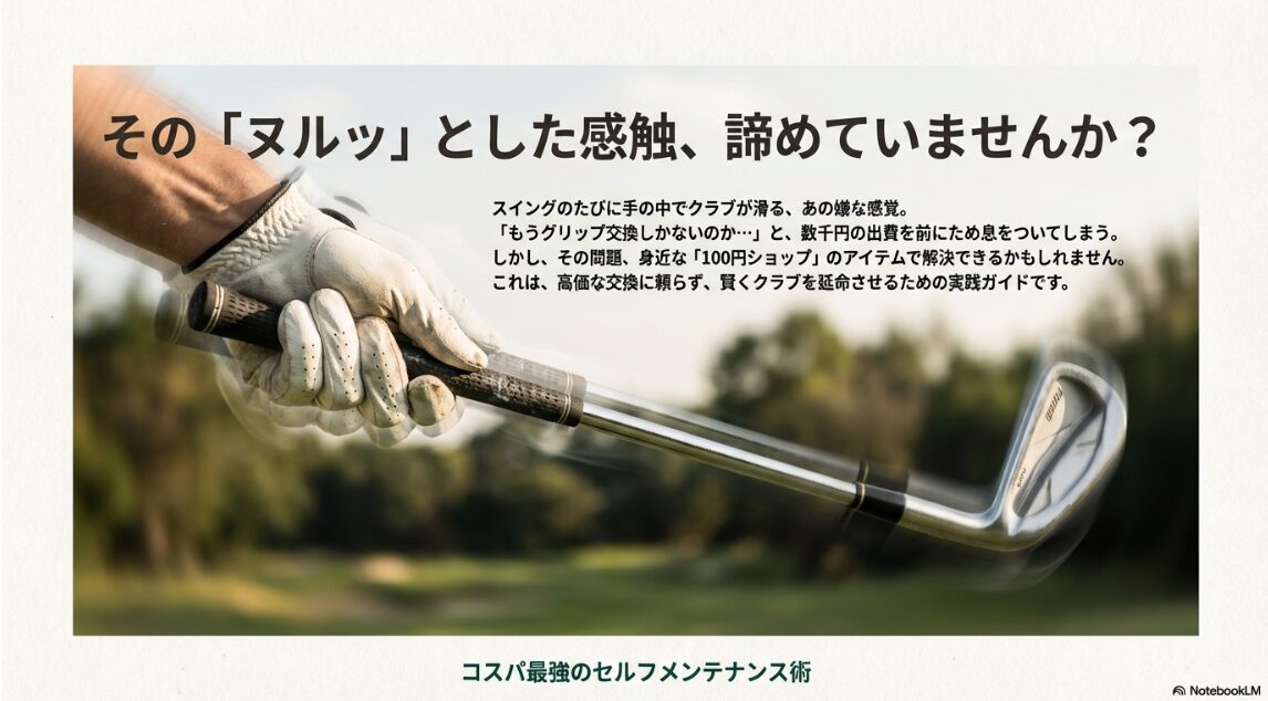 100円ショップのアイテムでゴルフグリップを延命させるガイドの表紙