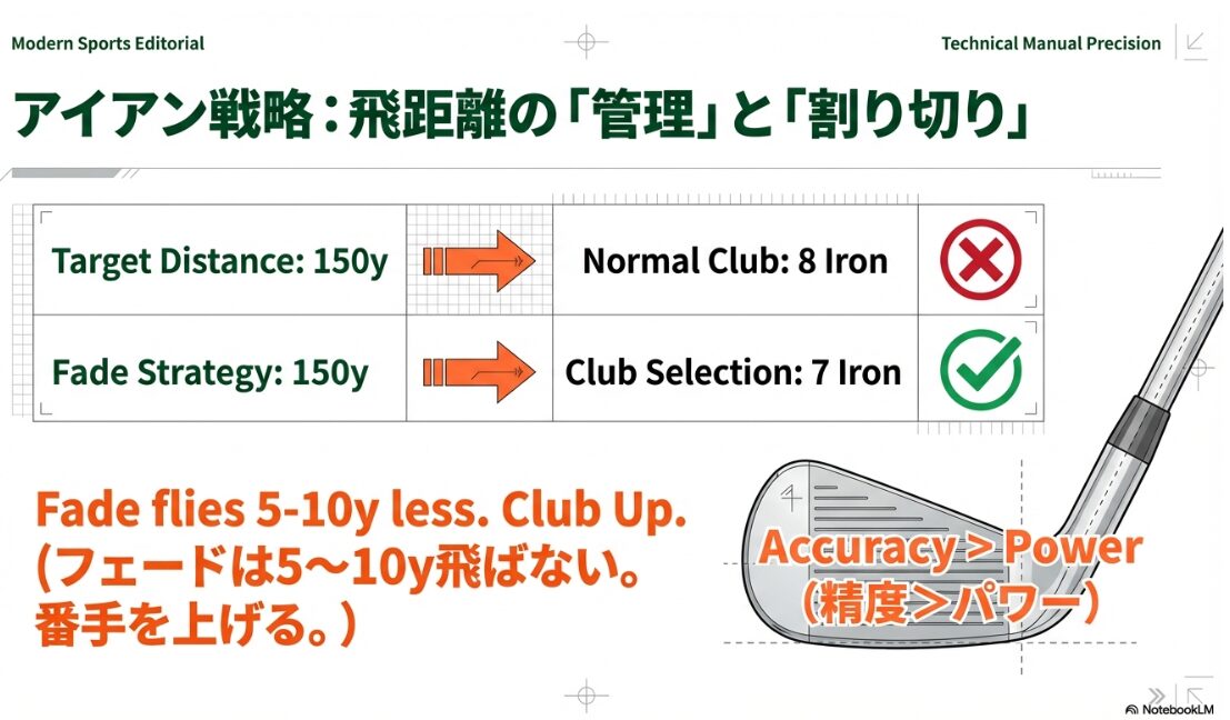 アイアンフェードの戦略。飛距離低下を考慮した番手選びとマネジメント