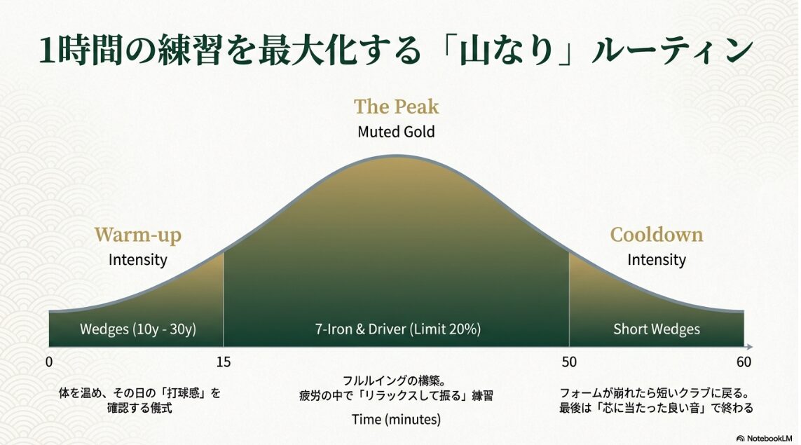 1時間の練習を最大化するウォーミングアップからクールダウンまでの山なりルーティン