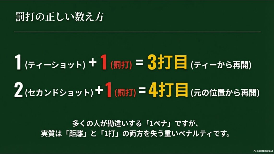 罰打の正しい数え方 ロストボール時の1打目、2打目からの正しい打数計算フロー