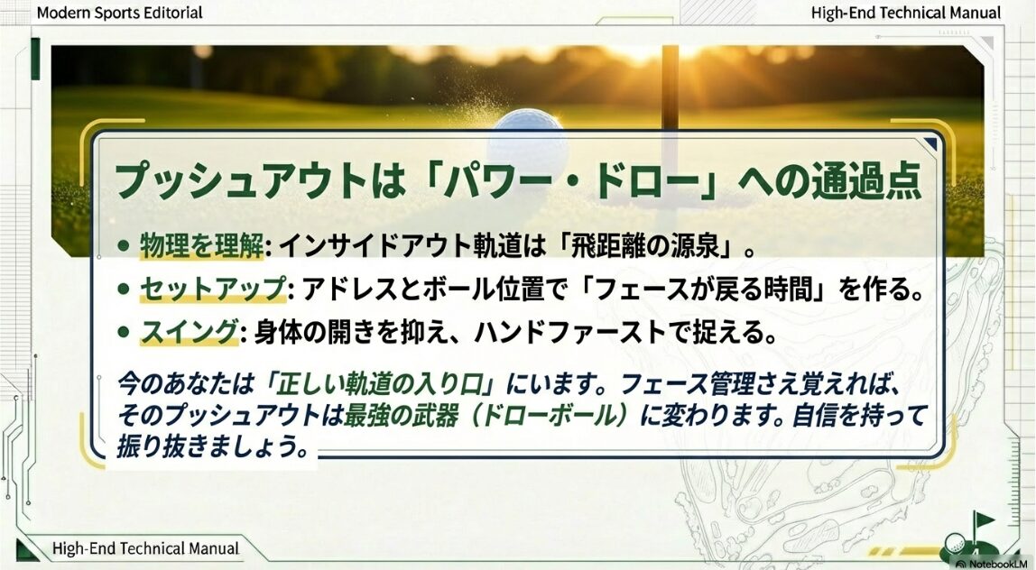 インサイドアウト軌道を活用してパワードローを習得するまとめ図解