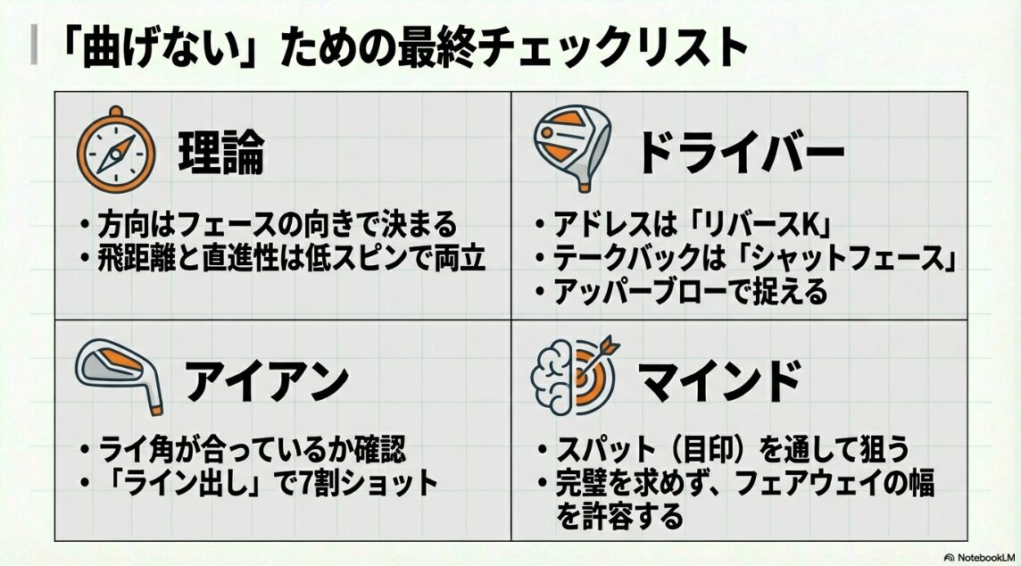 ゴルフでまっすぐ飛ばすための理論・技術・マインドの最終確認チェックリスト