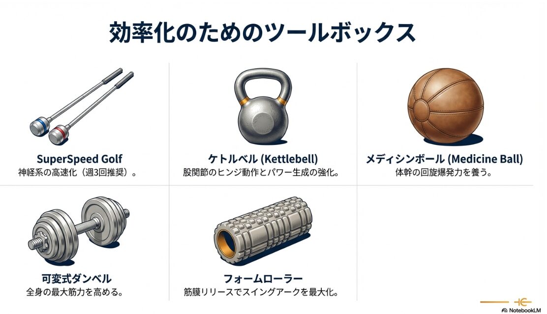 ゴルフの飛距離アップに役立つおすすめトレーニング器具セレクション