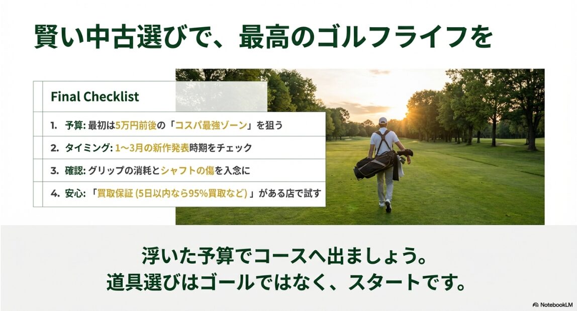 中古ゴルフクラブ選びで失敗しないための最終チェックリスト4か条