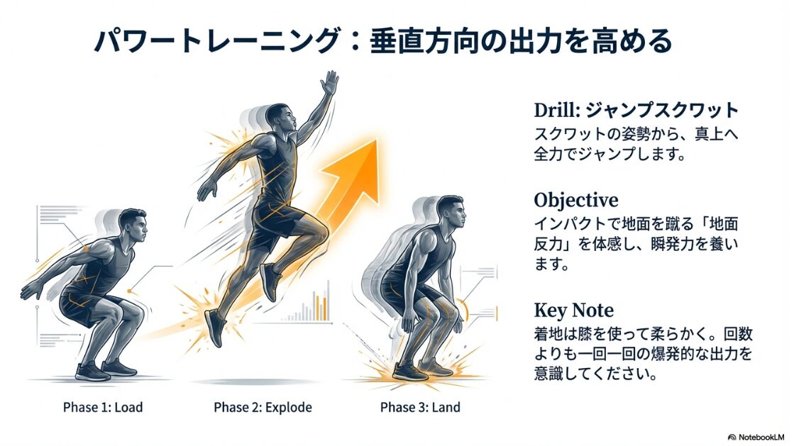 地面反力を体感するジャンプスクワットドリルの正しいフォームとポイント