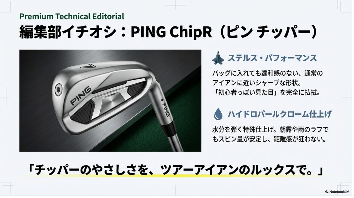 PING ChipR（ピンチッパー）のシャープな形状と水分を弾くハイドロパールクローム仕上げの機能解説