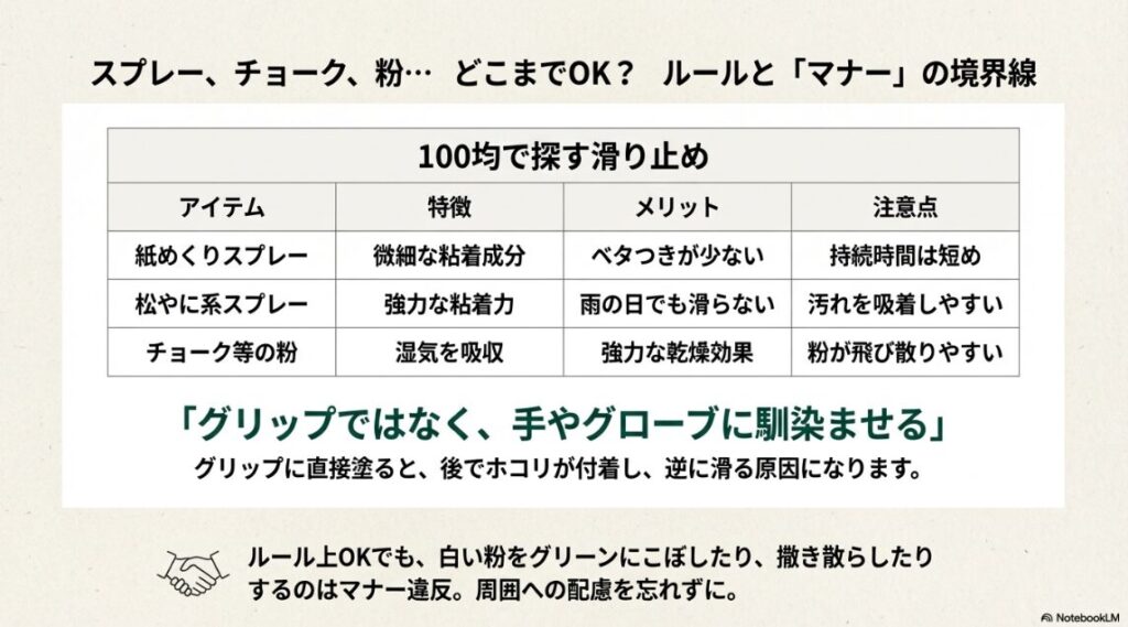 紙めくりスプレーや松やに系スプレーのメリット・デメリット比較表