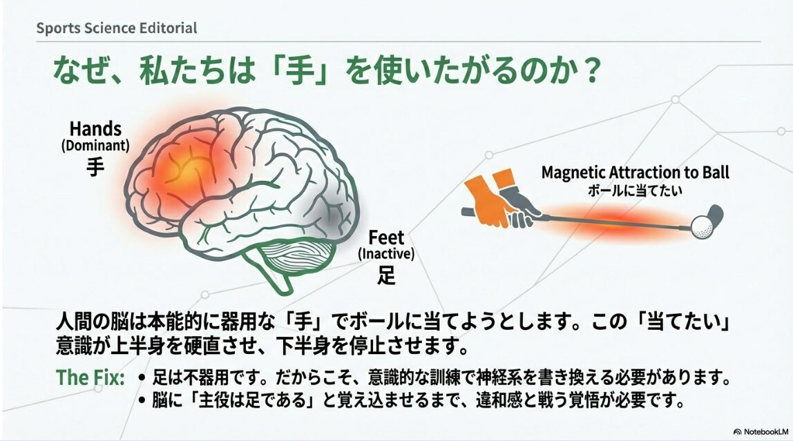 ゴルフの「当てたい」本能が手打ちを引き起こすメカニズム
