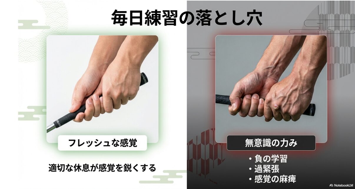 毎日のゴルフ練習で生じるグリップの力みと落とし穴