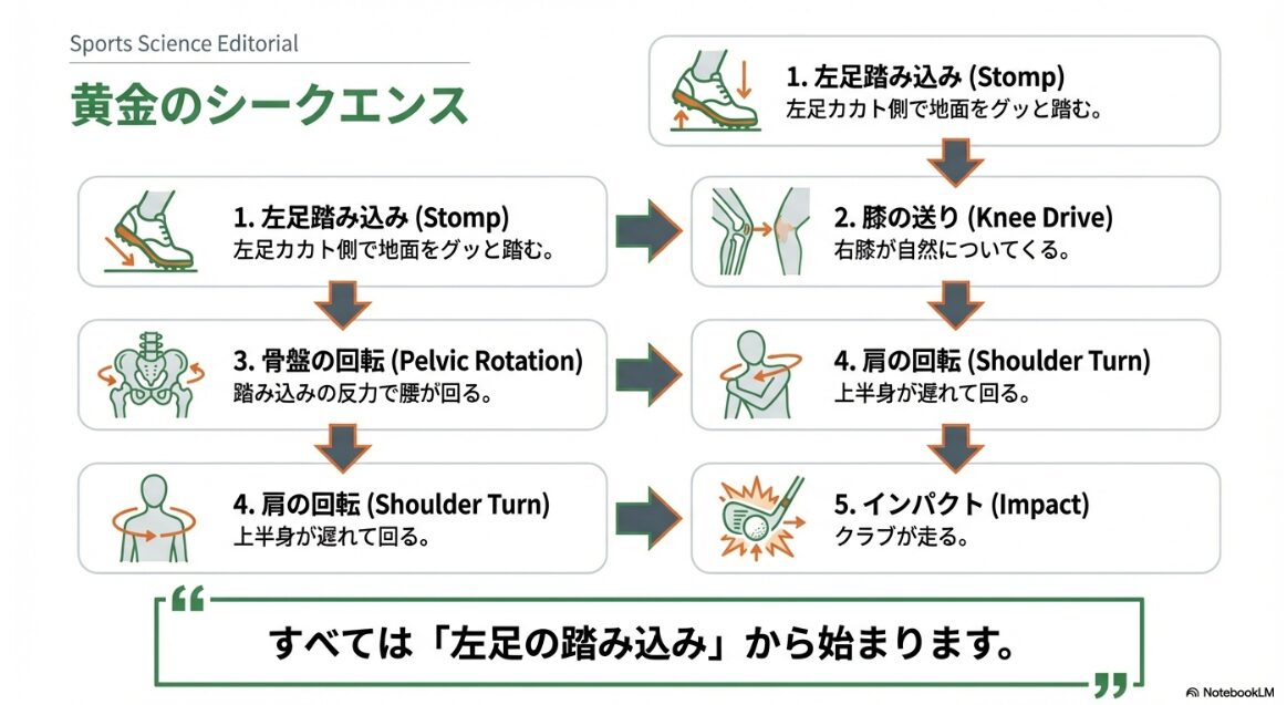 ゴルフスイングの理想的な運動連鎖（キネティックチェーン）