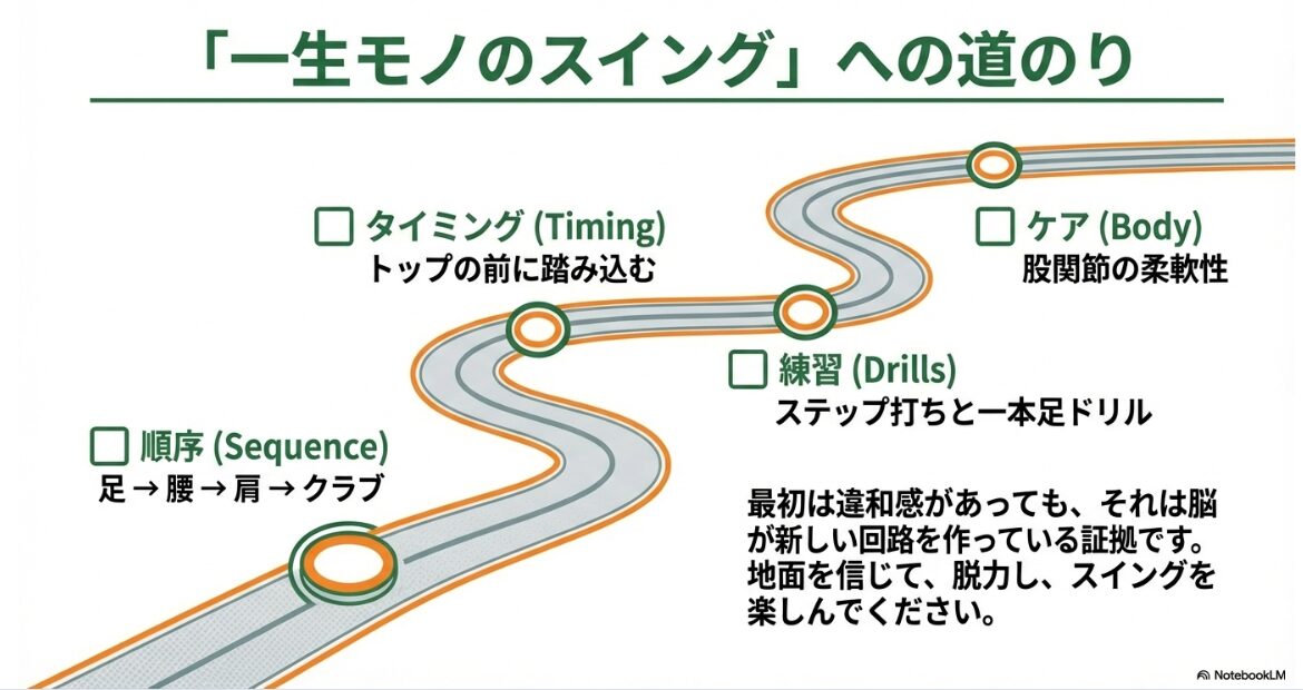 一生モノのゴルフスイングを手に入れるための下半身リード習得ステップ