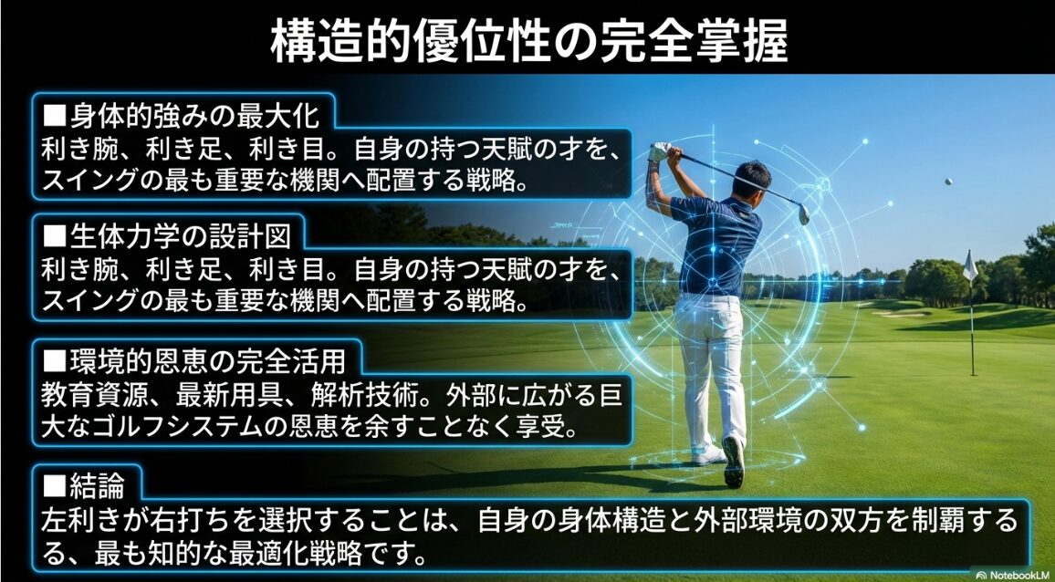 左利きが右打ちを選択することで身体構造と外部環境を制覇する知的な最適化戦略のまとめ