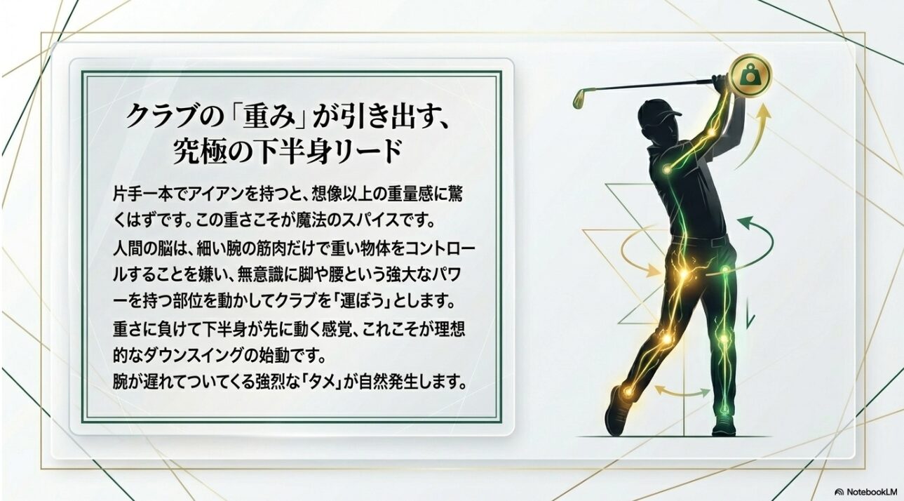 クラブの重量を利用した下半身リードとタメの作り方