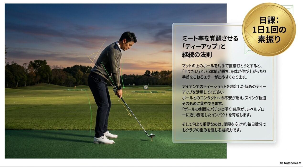 ティーアップを利用した片手打ち練習と毎日の継続