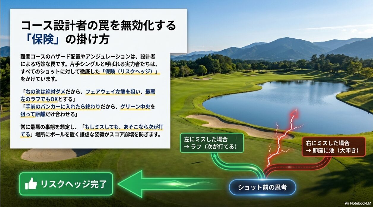 ハザードを避けて最悪の事態を想定したターゲット設定を行うリスクヘッジの図解