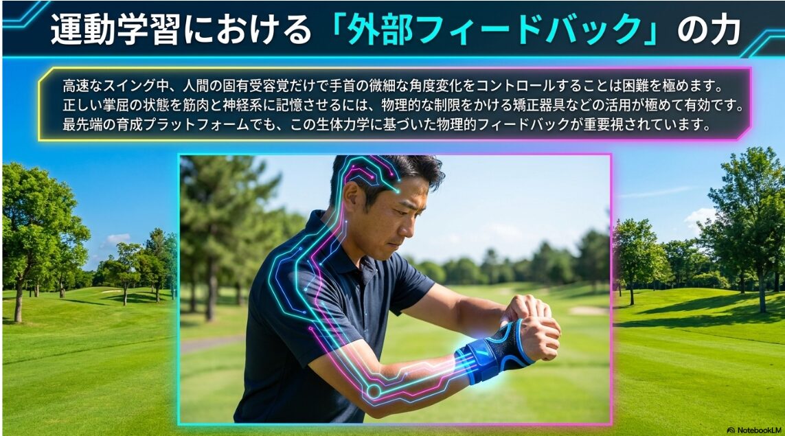 正しい手首の動きを神経系に記憶させるための外部フィードバックの重要性