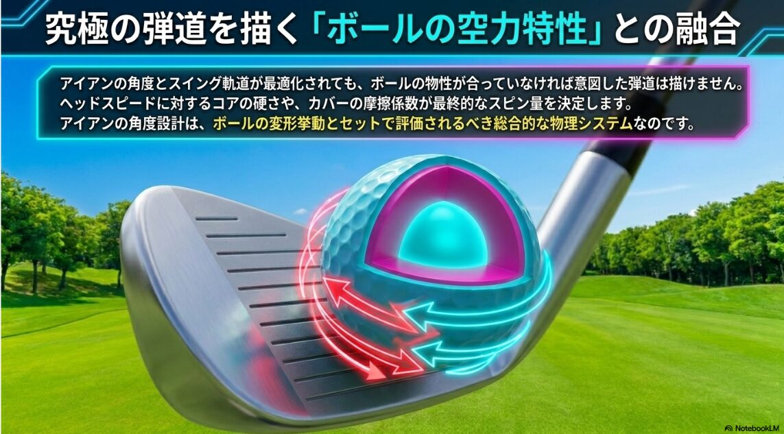 クラブの角度設計とボールの空力特性を連携させた総合的な物理システムの解説